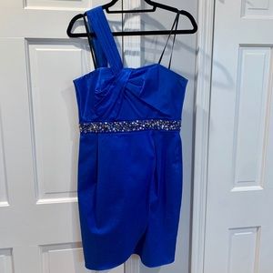 One shoulder Blue Cocktail Dress